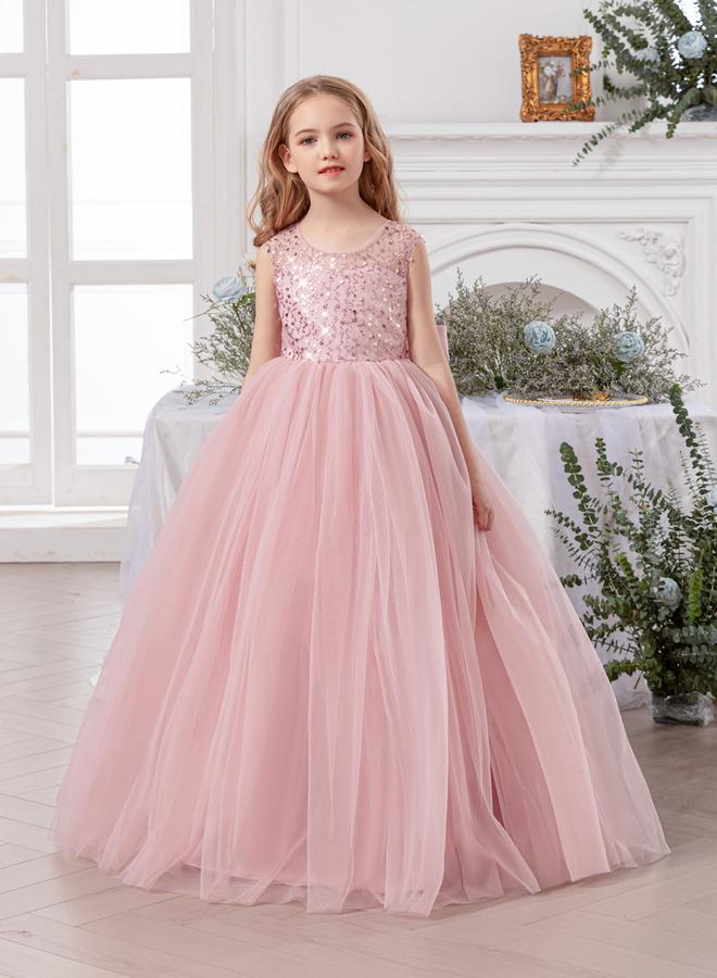 Take Two Girls Pink Embellished Sleeveless Maxi Dress - Image 1